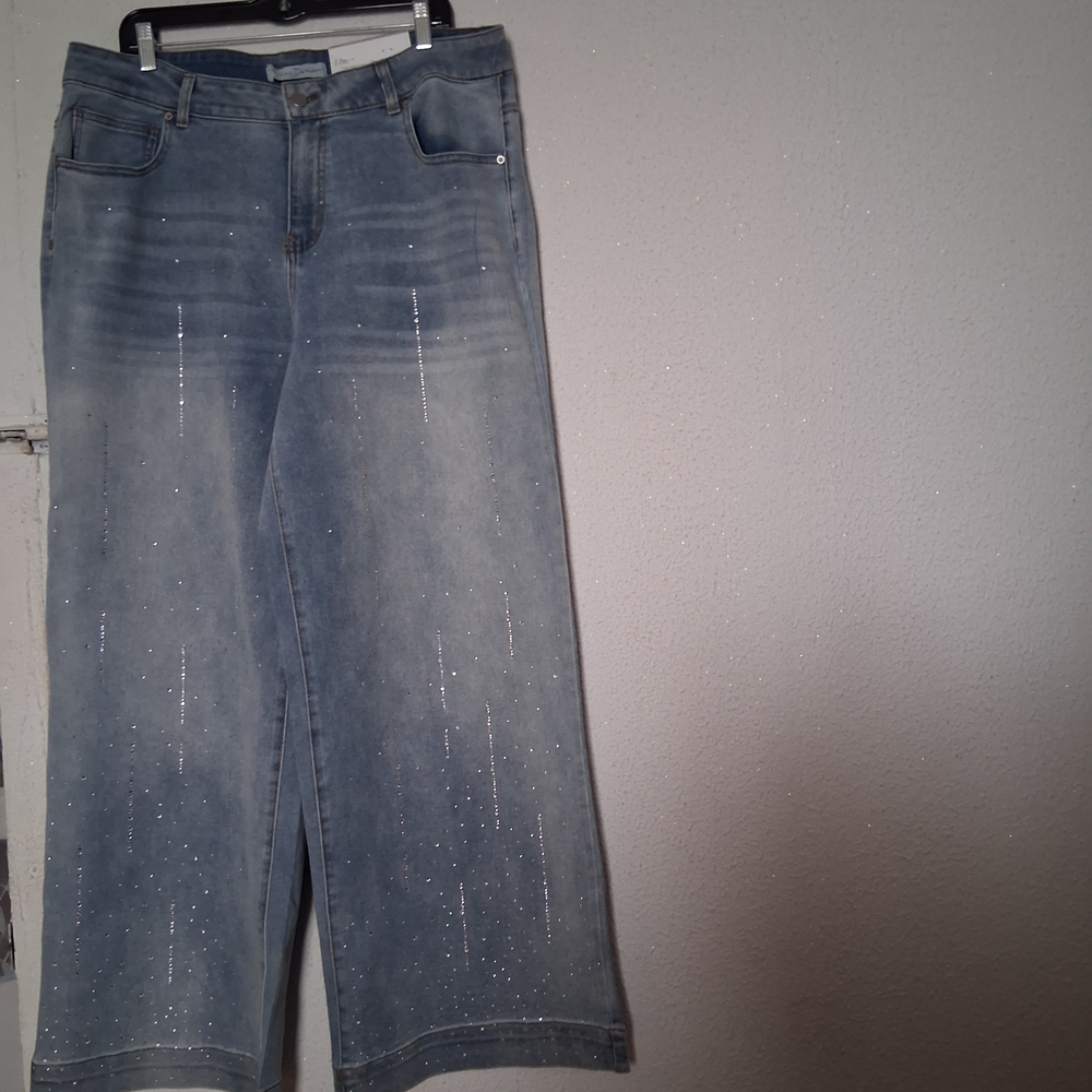 C Est.1946 Elegant Stonewashed Wide-Leg Jeans  Size 18W hi-rise NWT